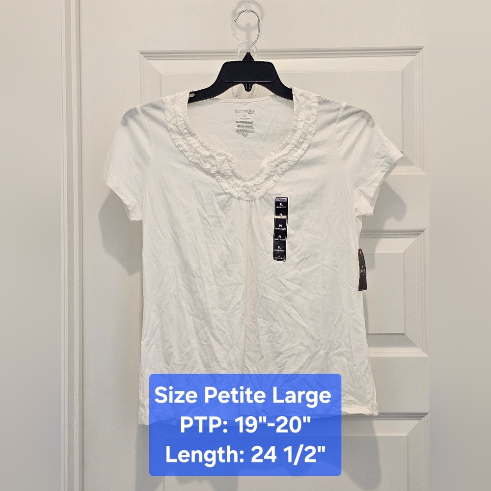 St. John's Bay Cotton Blend Top, NWT, Size Petite Large